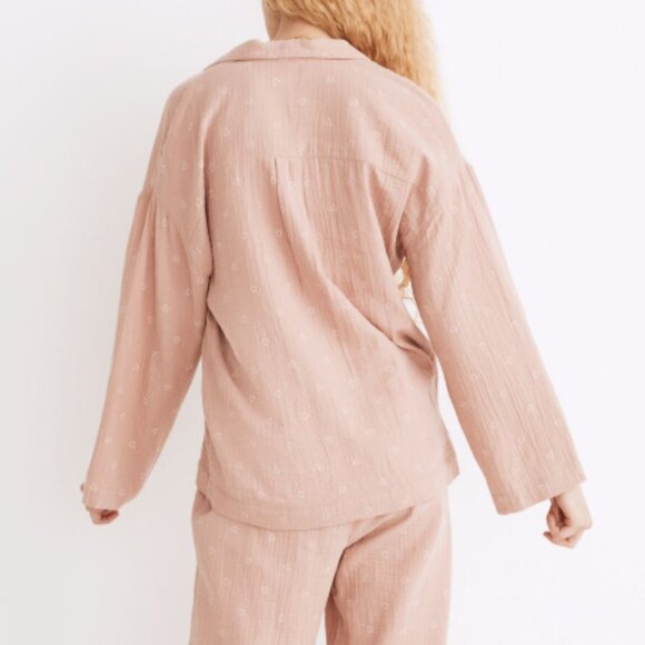 Madewell Womens Light Pink Lightspun Open Hearts Oversized Long Sleeve PJ Top XS - Picture 10 of 10